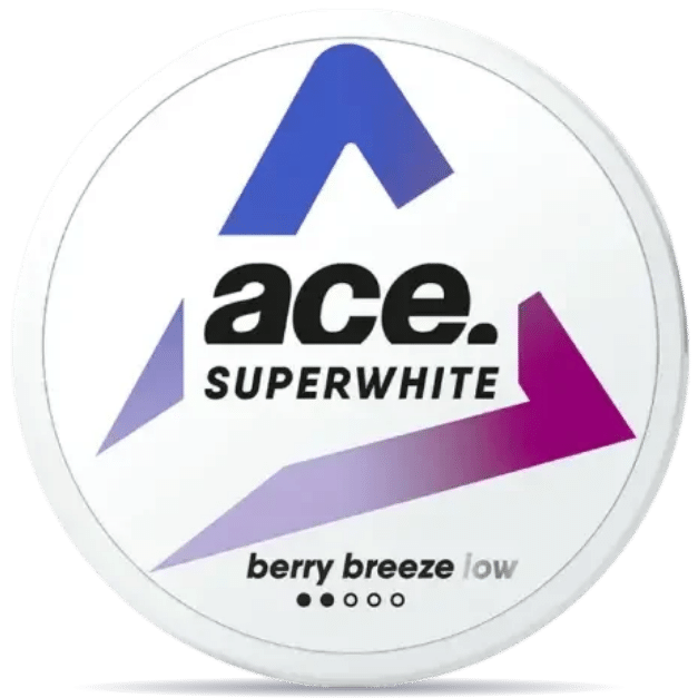 Front view of a can of ACE Berry Breeze Low nicotine pouches