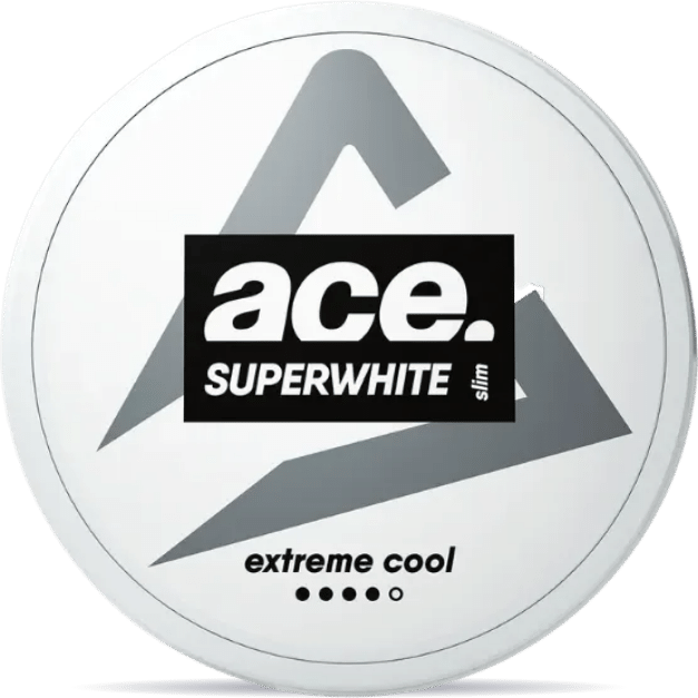 Front view of a can of ACE Extreme Cool nicotine pouches