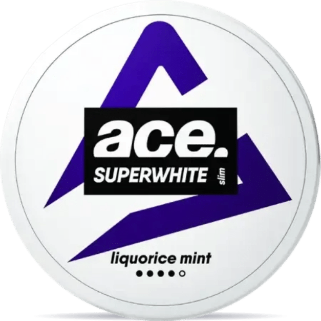 Front view of a can of ACE Liquorice Mint nicotine pouches