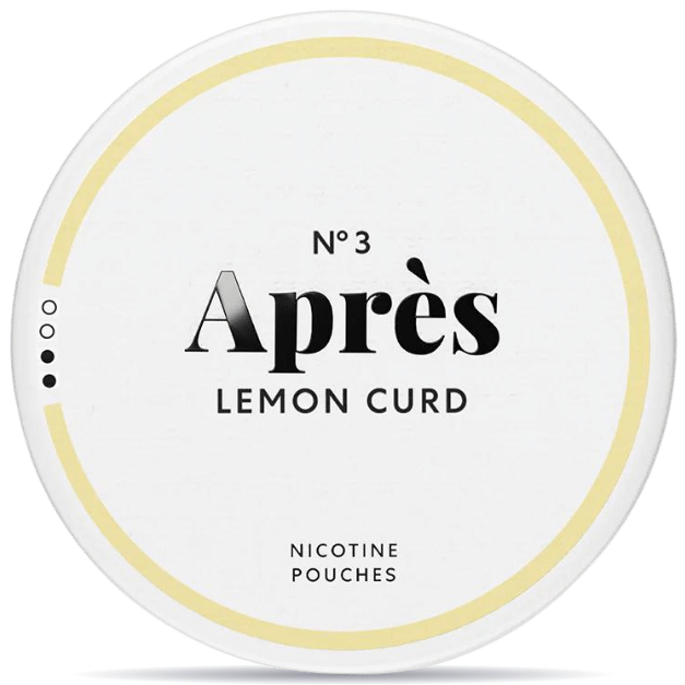 Front view of a can of Après No. 3 Lemon Curd Normal nicotine pouches