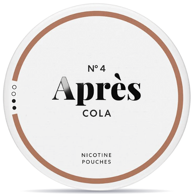 Front view of a can of Après No. 4 Cola Normal nicotine pouches