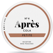 Front view of a can of Après No. 4 Cola Petite Mini nicotine pouches