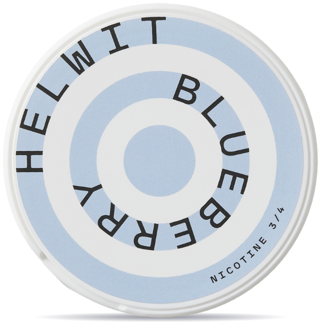 Front view of a can of HELWIT Blueberry Slim nicotine pouches