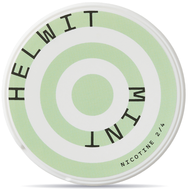 Front view of a can of HELWIT Mint Slim nicotine pouches