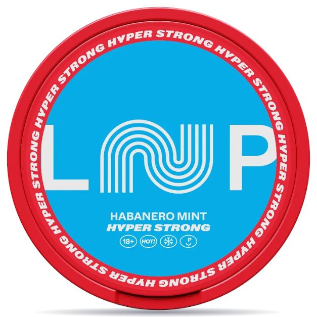 Front view of a can of LOOP Habanero Mint Hyper Strong nicotine pouches