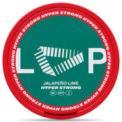 Front view of a can of LOOP Jalapeno Lime Hyper Strong nicotine pouches