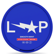 Front view of a can of LOOP Smooth Mint Extra Strong nicotine pouches