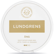 Front view of a can of Lundgrens Äng nicotine pouches