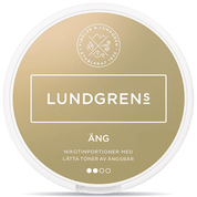 Front view of a can of Lundgrens Äng nicotine pouches