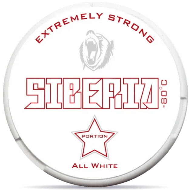 Front view of a can of SIBERIA Original All White Portion nicotine pouches