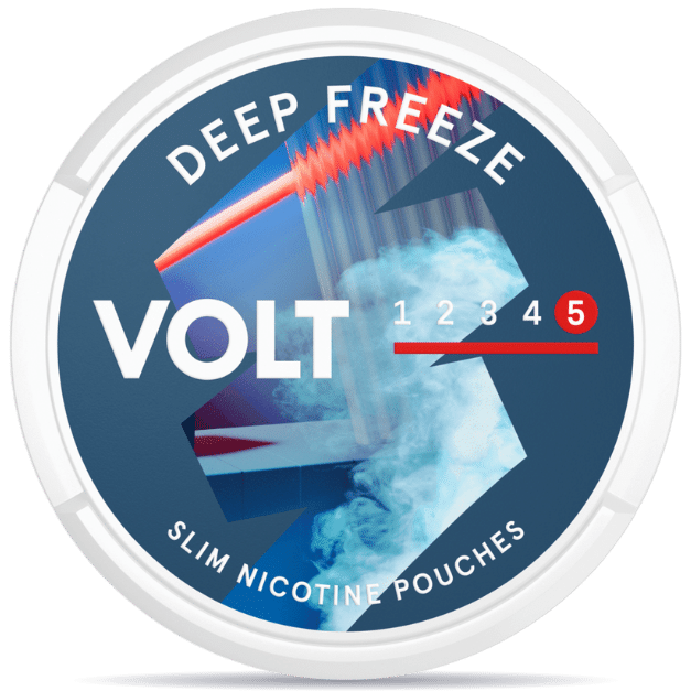 Front view of a can of VOLT Deep Freeze Super Strong nicotine pouches