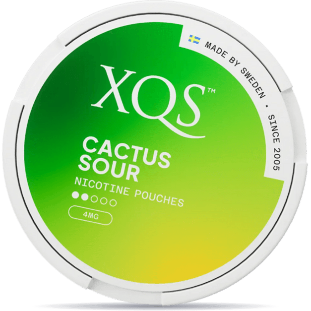 Front view of a can of XQS Cactus Sour Light nicotine pouches