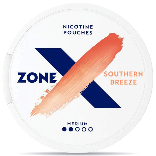 Front view of a can of ZONE X Southern Breeze nicotine pouches