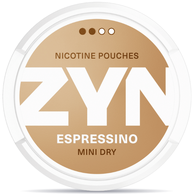 Front view of a can of ZYN Espressino Mini Dry 3mg nicotine pouches