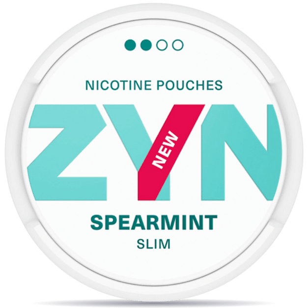 Front view of a can of ZYN Spearmint Slim nicotine pouches